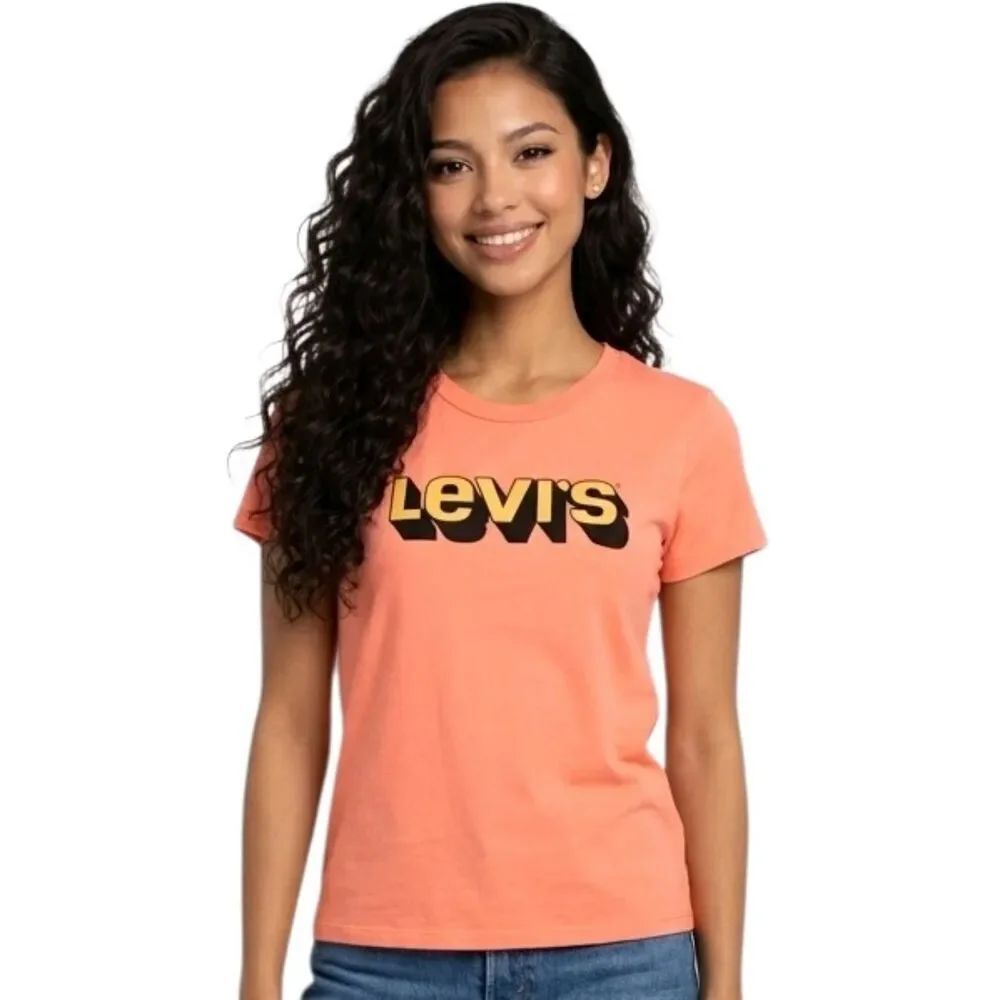 Levi's Bright Orange 100% Cotton Logo T-shirt Size S